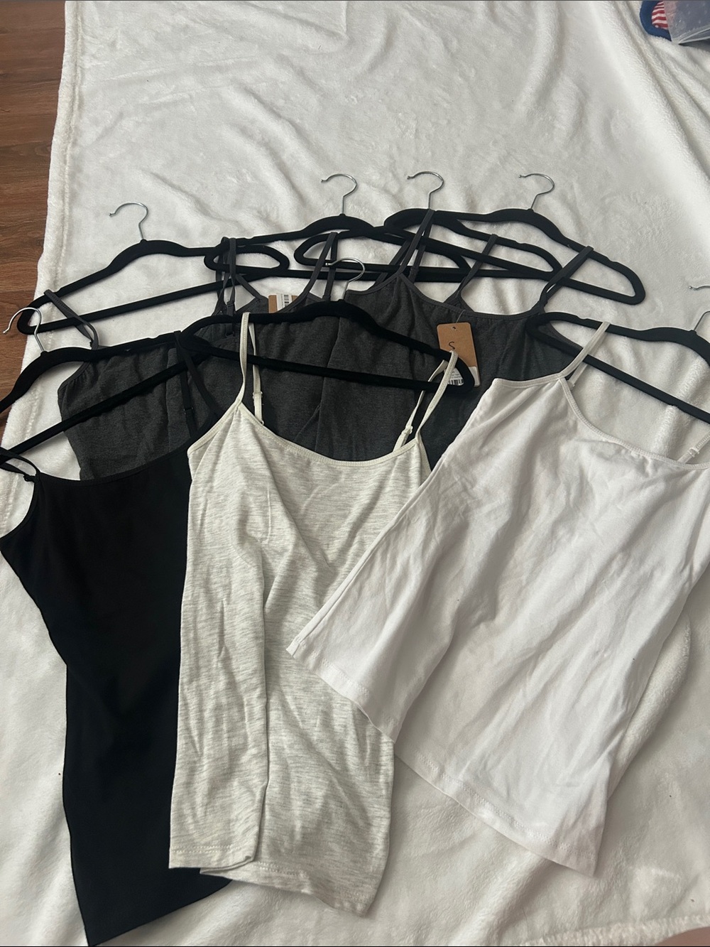 7 Active USA Women's Spaghetti Strap Camisoles - Black, Gray, White